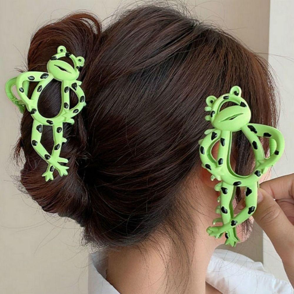 Metal Frog Hair Claw Cartoon Ponytail Hairpin Funny Frog Hair Clip Girls