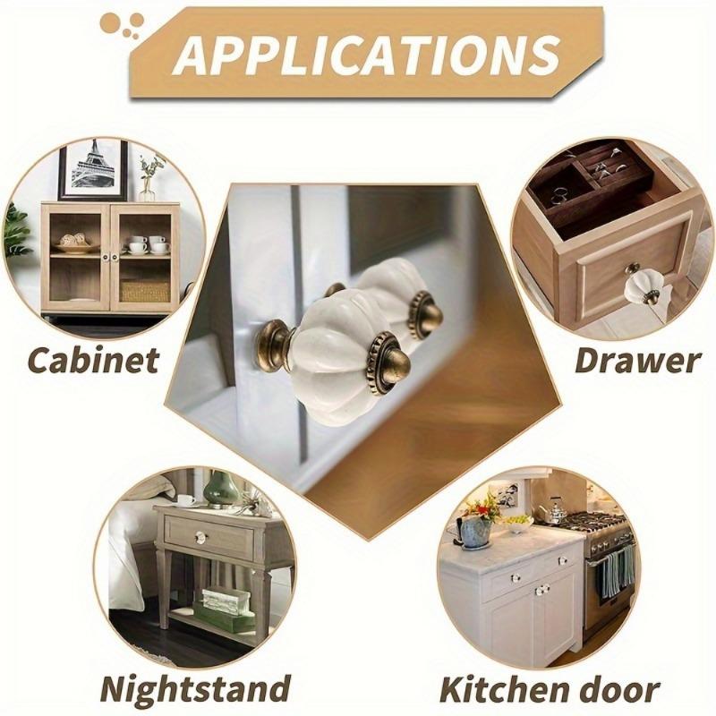 6 шт. Акриловые ручки-тыквы, белые акриловые ручки для шкафов, винтажные ручки для комодов, винтажные ручки, декоративные ручки для ящиков комодов, шкафов, гардеробных