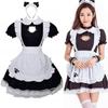 Women French Maid Fancy Dress Costume Outfit Party Waitress Servant Ladies Dress Black White