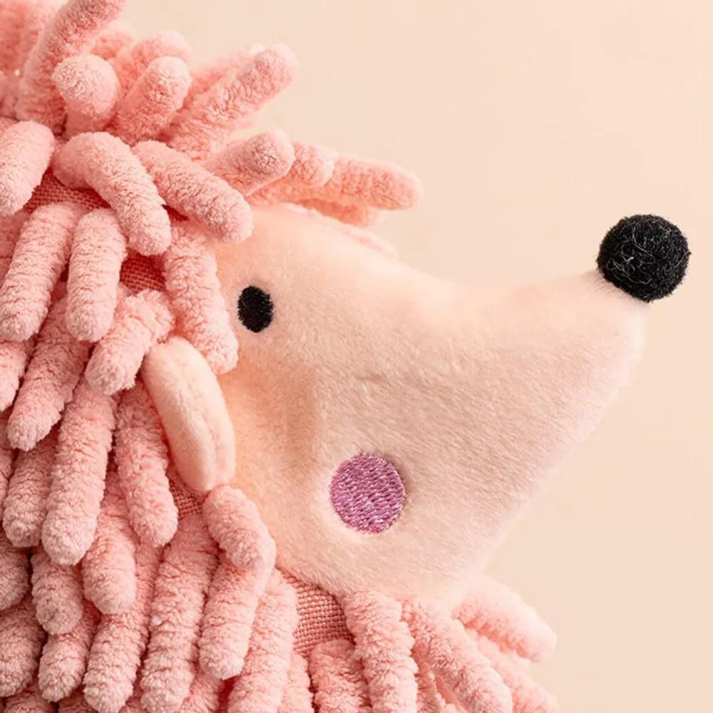 Fuzzy Ball Hand Towels Hedgehog Cartoon Towels Absorbent Funny Hanging Hand Drying Towel with Loop for Bathroom Kitchen