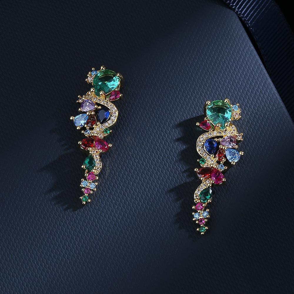 Серебристый легкая роскошь микро-инкрустация цирконами цветы серьги преувеличенные супер блеск темперамент невеста свадебное платье свадьба