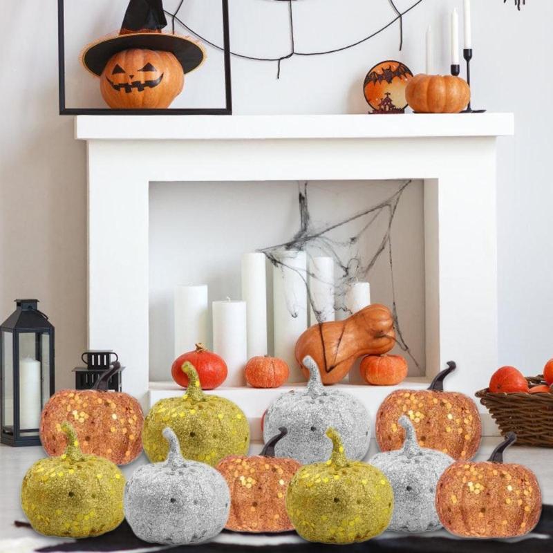 12 шт. Искусственные тыквы Овощные фотореквизиты для Осени Хэллоуина Дня Благодарения Украшения для крыльца Праздничной вечеринки