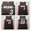 Баскетбольная майка Miami Heat Мужская Женская Хлопок Командная форма 3 Уэйд 22 Батлер Черный Домашний стиль