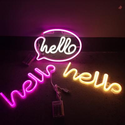 HELLO неоновая вывеска креативной формы с USB/батарейкой, неяркая светодиодная неоновая лампа, настенный орнамент, товары для вечеринок