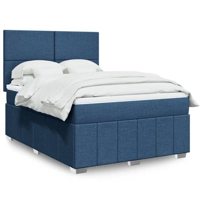 Maison Exclusive - Sommier à lattes de lit avec matelas Bleu 140x200 cm Tissu