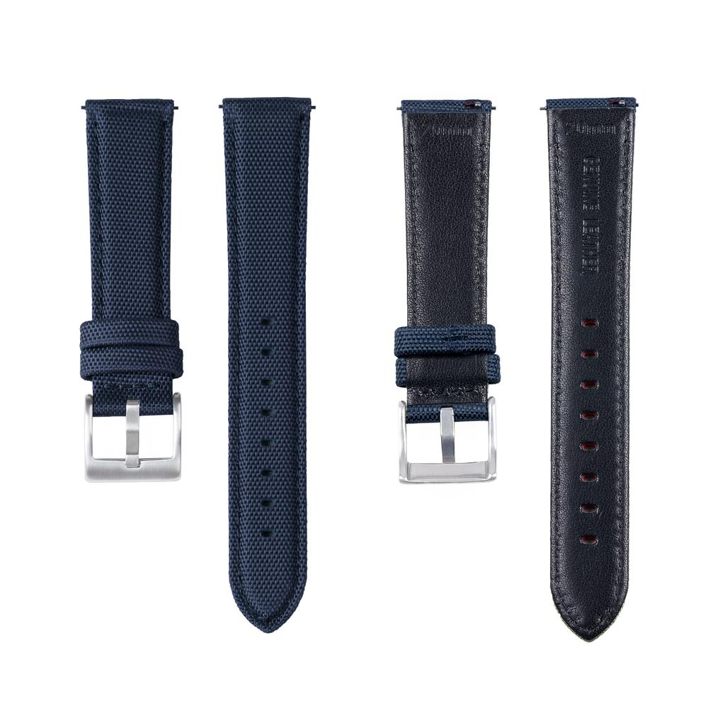 20mm 22mm Woven Nylon+Leather Watch Band Army Woven Canvas Fabric Replacement Straps for Military Sport Quick Release Wristband