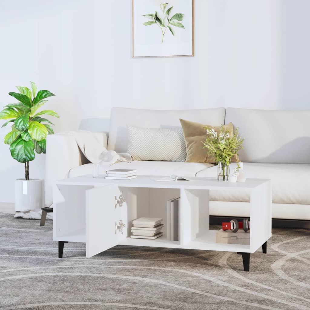 White Coffee Table 102 x 50 x 40 cm Engineered Wood