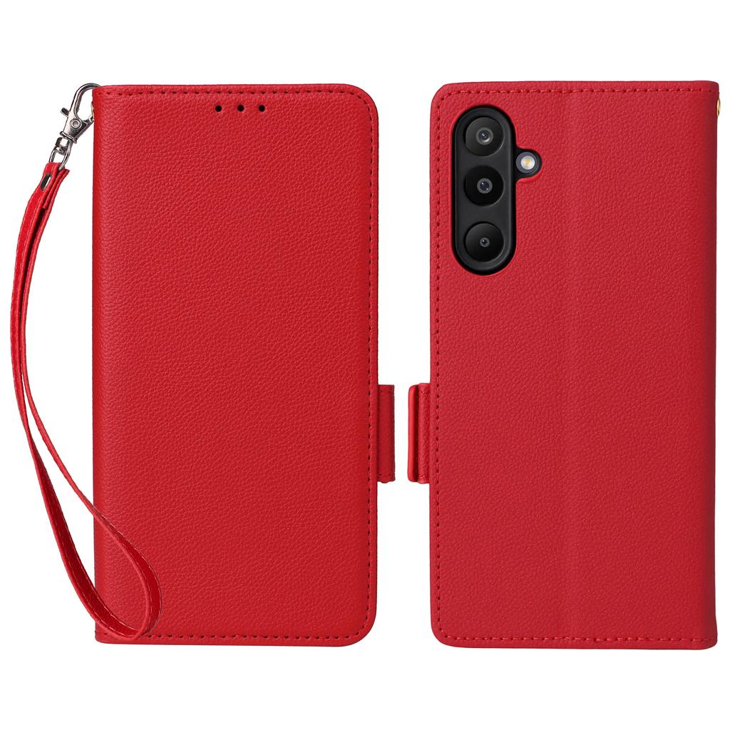 Чехол для Samsung Galaxy M16 5G/F16 5G с ремешком на запястье, текстура личи, кошелек из ПУ кожи, чехол для телефона