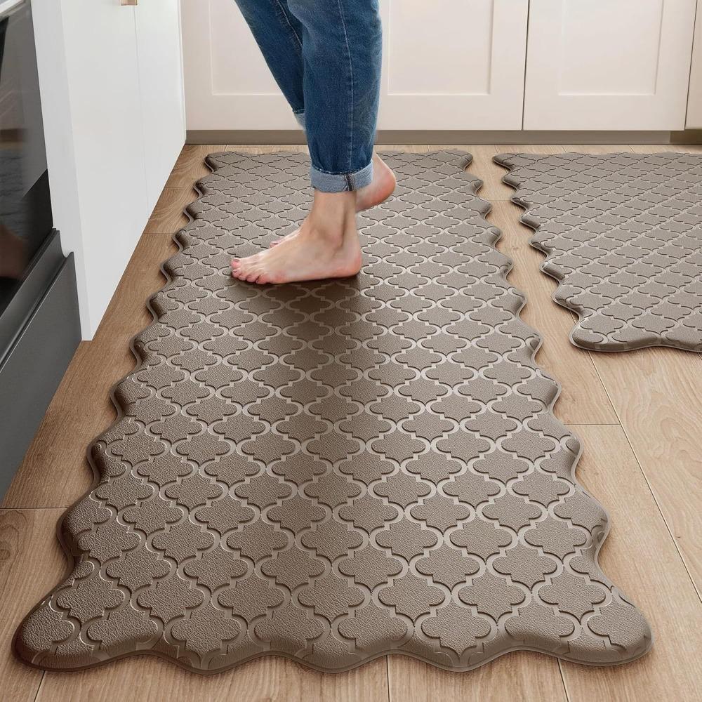 Wear-resistant Kitchen Rug Thickened Door Mat Comfortable Scalloped Embossed Kitchen Mat Office