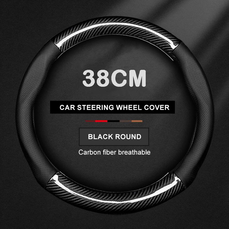 bpzsw1 For Jaguar XF XE XJ S-Type F-Type X-Type F-Pace I-Pace E-Pace R S Sport Non-Slip Carbon Fiber Leather Car Steering Wheel Cover