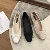 Fashion New Luxury Lace Tie Leg Satin Silk Ballet Flats Woman Square Toe Bowknot Elastic Band Ballerinas Ladies Wedding Mary Janes Shoes