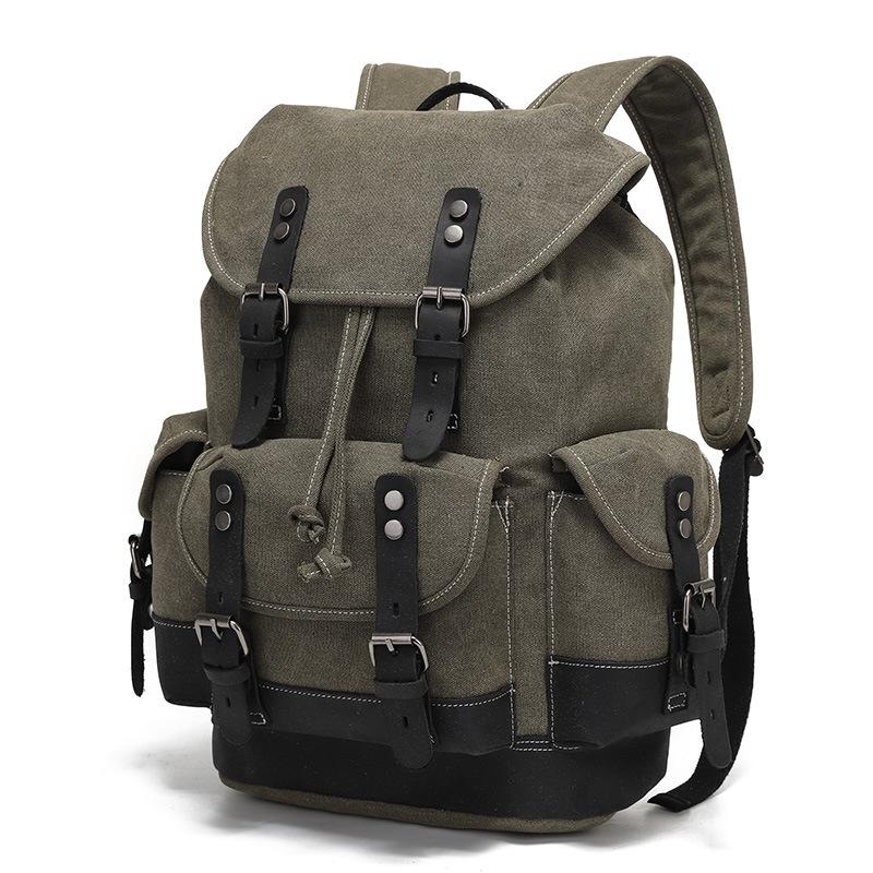 Backpack Men's and Women's Backpacks Outdoor Sports Travel Bag Waxed Canvas Waterproof Travel Computer Bag