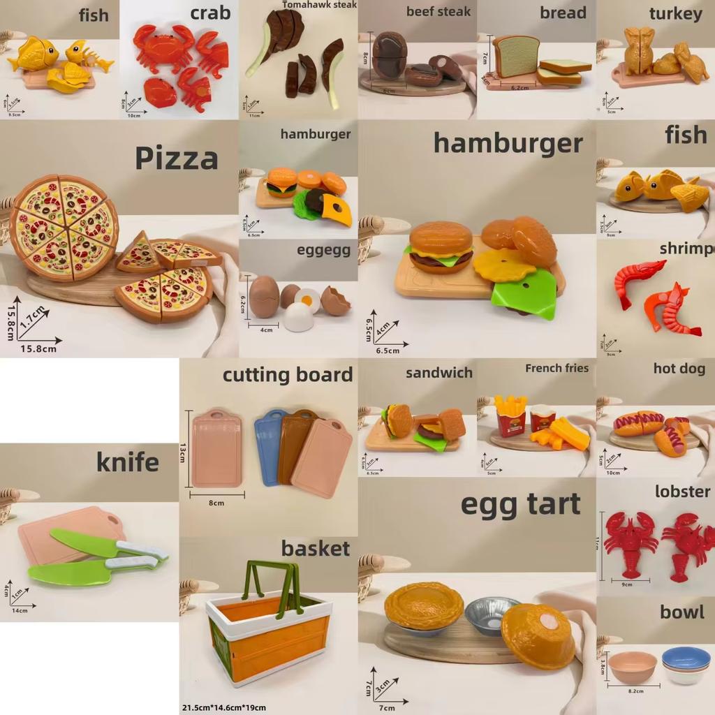 Детская мини-кухня Игрушка для ролевых игр Имитация еды Гамбургер Овощи и фрукты Аксессуары для детей Образовательный подарок