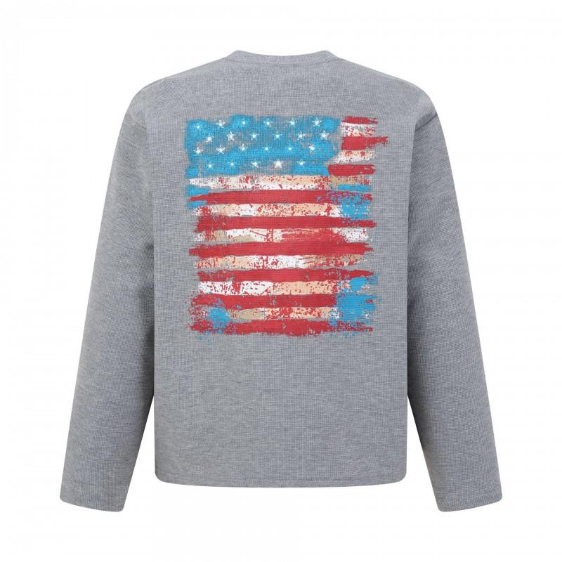 Mens Relaxed Fit Long Sleeve T-Shirt With Subtle Letter Print Cotton Blend Drop Shoulder Casual Top Fall