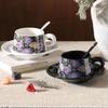 Iris Flower Ceramic Coffee Mug & Saucer Gift Set