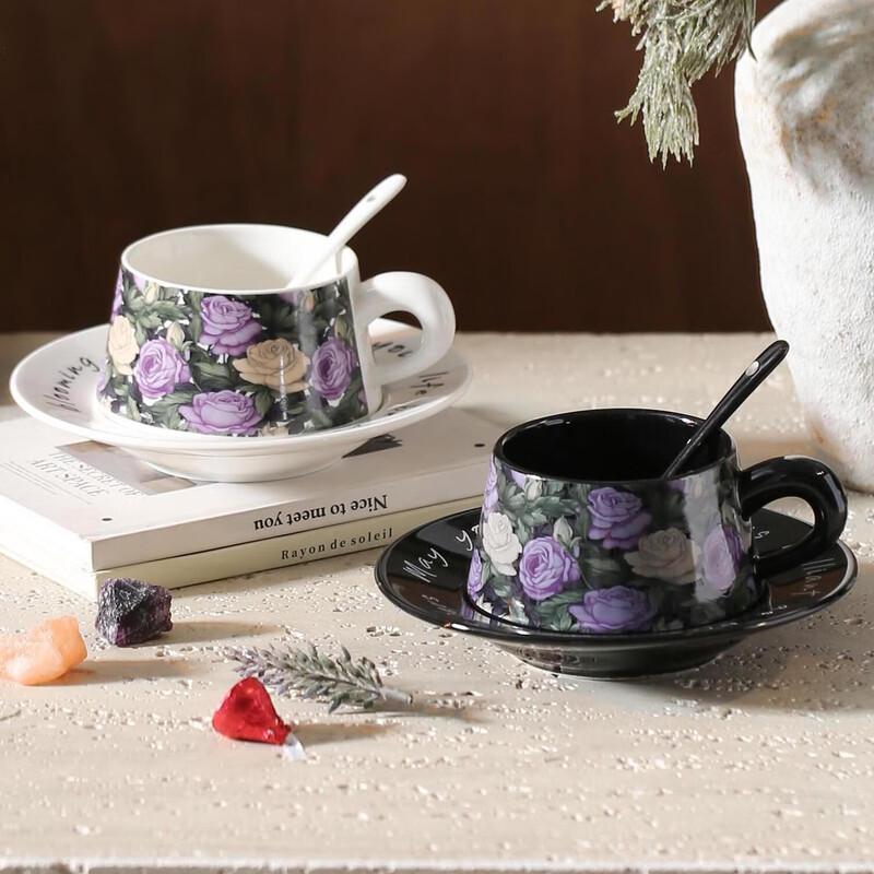 Iris Flower Ceramic Coffee Mug & Saucer Gift Set
