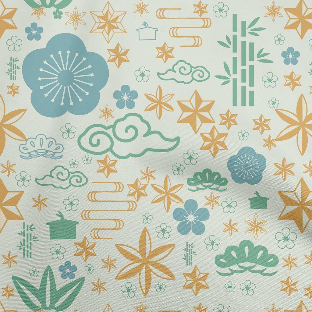 oneOone Cotton Flex Blue Fabric Asian Japanese Dress Material Fabric Print Fabric By The Yard 40 Inch