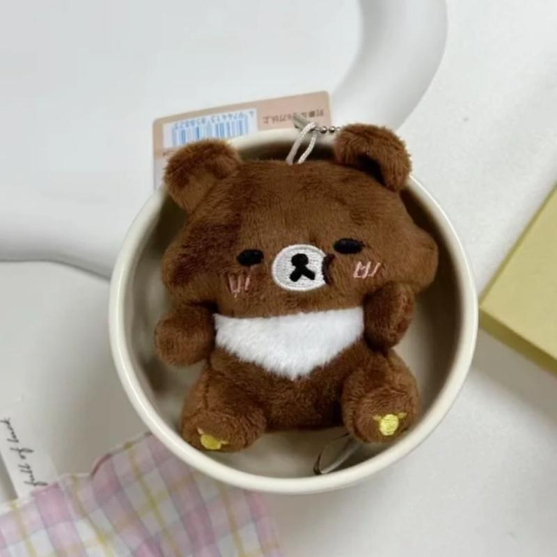 Kawaii Sanx Rilakkuma Beady Eyes Plush Doll Keychain Kiiroitori Foodie Korilakkuma Stuffed Backpack Pendant Cute Keyring Gifts