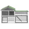 Rabbit Hutch Gray 185.5 X 60.5 X 109.5 Cm Solid Pine Wood