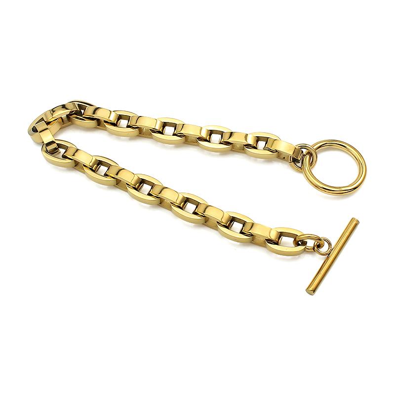 Ins Geometric Shape OT Closure Necklace for Women Men 2-Tone Chunky Link Chains Gold Trendy for Anniversary Occasions
