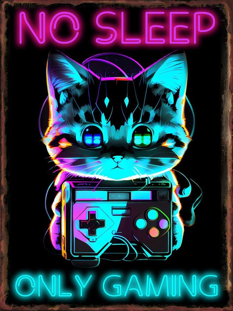 Game Animal Neon Metal Signs Posters for Gamer Room Pub Bedroom Tin Sign Decorative Plaques Painting Wall Aesthetical Decoration