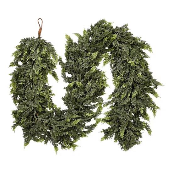 6 футов Рождественская гирлянда из кедра, искусственная гирлянда из сосновых иголок, реалистичная праздничная искусственная гирлянда из кедра для