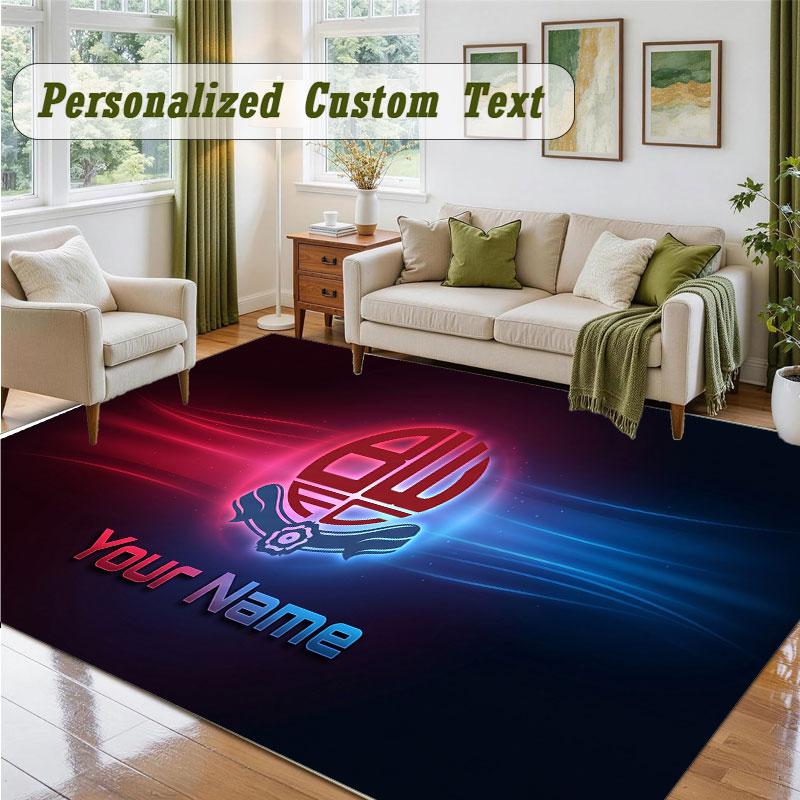 Crystal Velvet Square Rug Custom NameBolton Wanderers FC Pattern Non Slip Home Floor Decor Rug