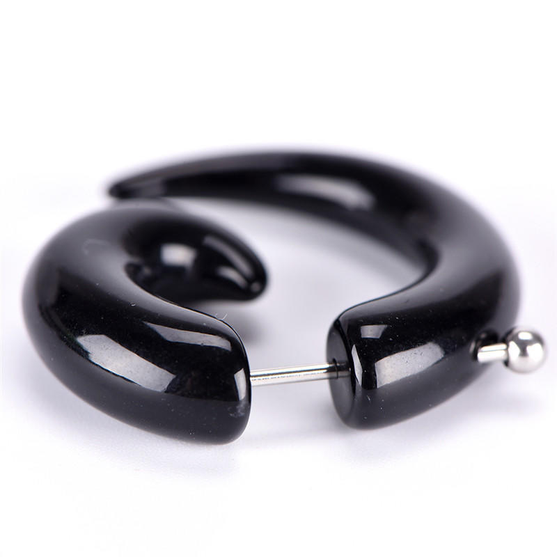 Готические женские и мужские панк-черные акриловые серьги-гвоздики в форме улитки, ювелирные изделия для пирсинга ушей