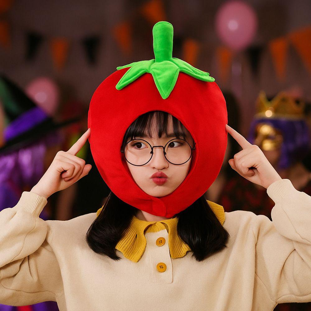 Cute Warm Earflap Cap Super Soft Cosplay Hat Funny Fruit Stuffed Toys Christmas Party