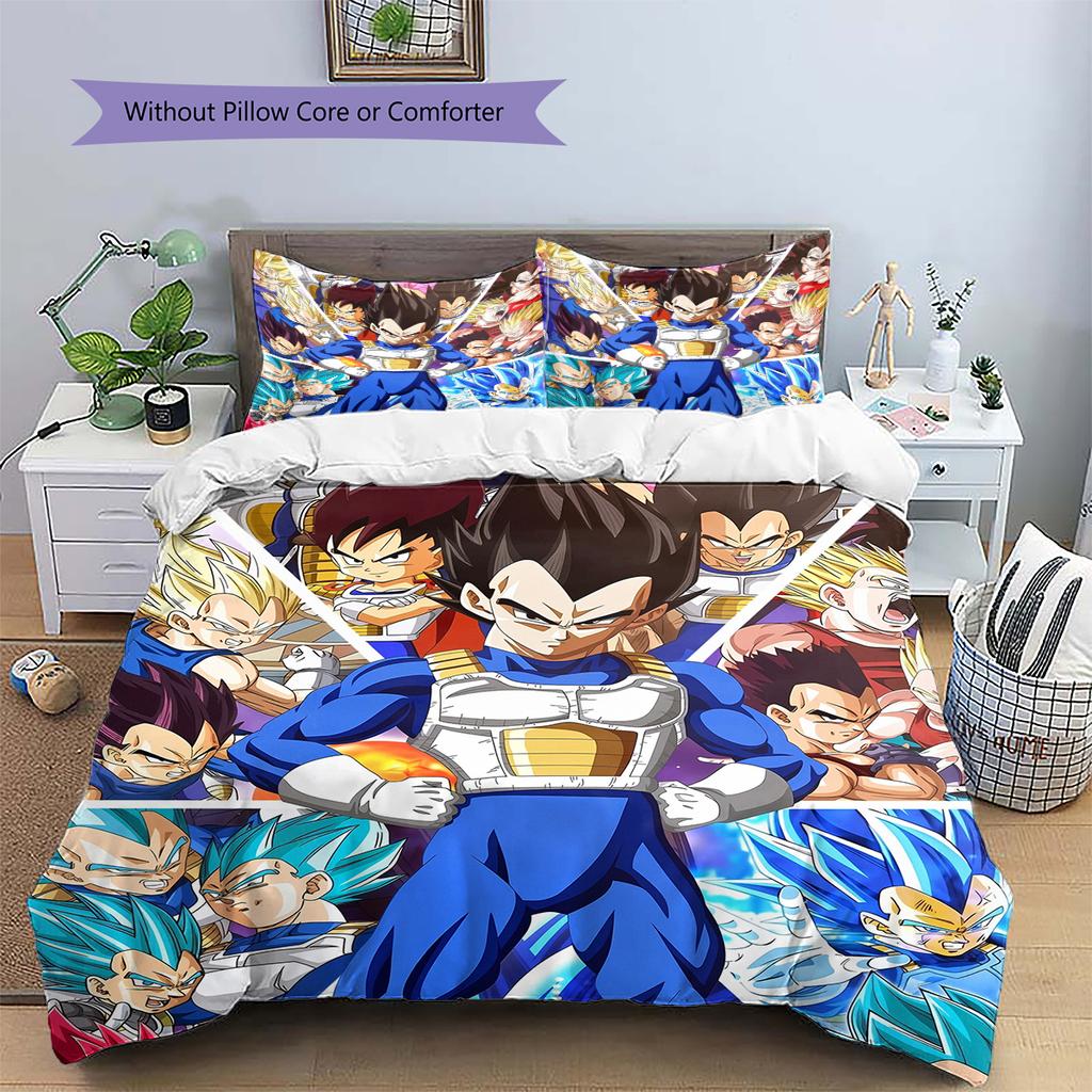 Vegeta Dragon Ball Pattern Bedding Home Decoration Birthday Gift (1 * duvet cover + 2 * pillowcase, without core)