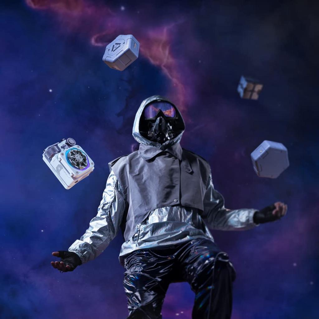 MUZEN CYBERCUBE Premium Speaker Bluetooth IPX5 3 Lighting Spinner Design Waterproof/Outdoor Speaker/With Modes/Hand Function/Illumination/TYPE-C