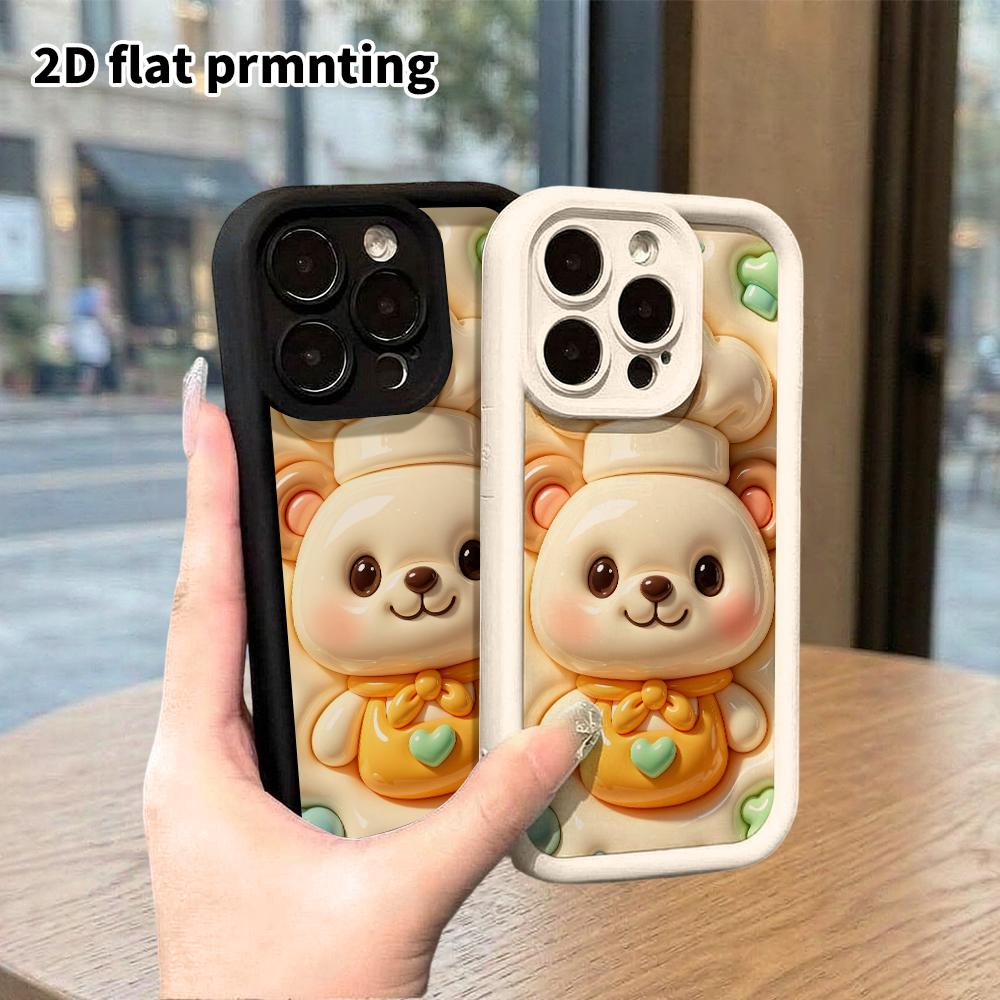 Phone Case: 2D flat design suitable for iPhone 18 17 16 15 14 13 Pro protective case, chef little bear, perfect Christmas and Halloween holiday gift
