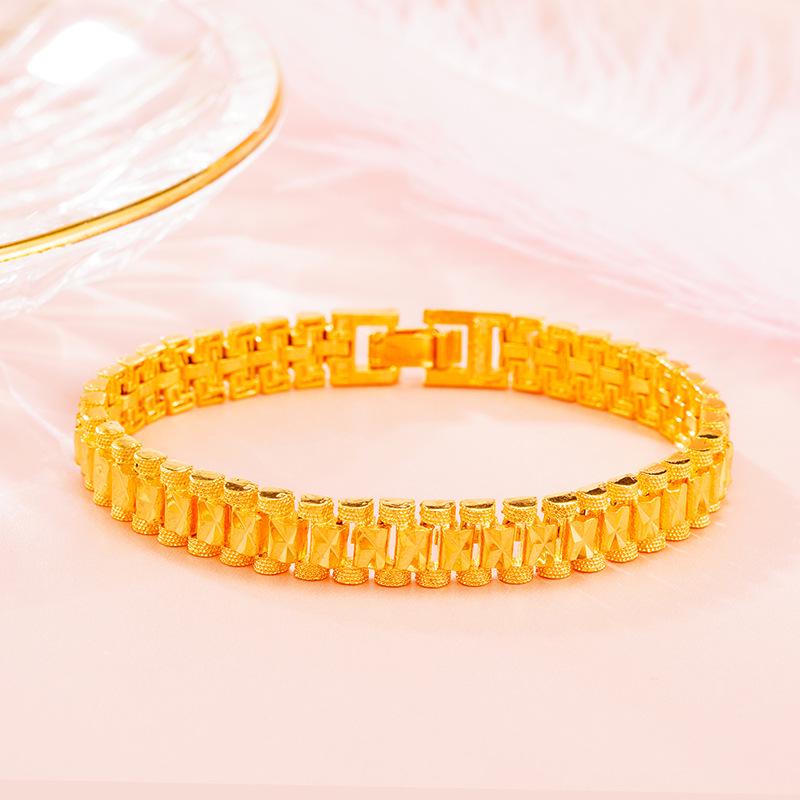 Роскошная имитация 24-каратного золота толстая цепочка для часов, мужские и женские украшения