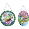 2Pcs Animal Theme 2D Flat DIY Hanging Diamond Art Kits Rhinestone Diamond Art Window Pendants Window Hanging Art for Home Decor