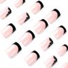 24Pcs/Set Quick Nails Black And White French Star False Nials Sticker Wearable Waterproof Manicure Finished Nails