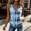 Soft Fabric Vest Summer for Women, V-Neck Sleeveless Tank Tops, Plaid Print Loose Fit Shoulder Strap Reinforced Casual Camisole with Collar Hem, Slim