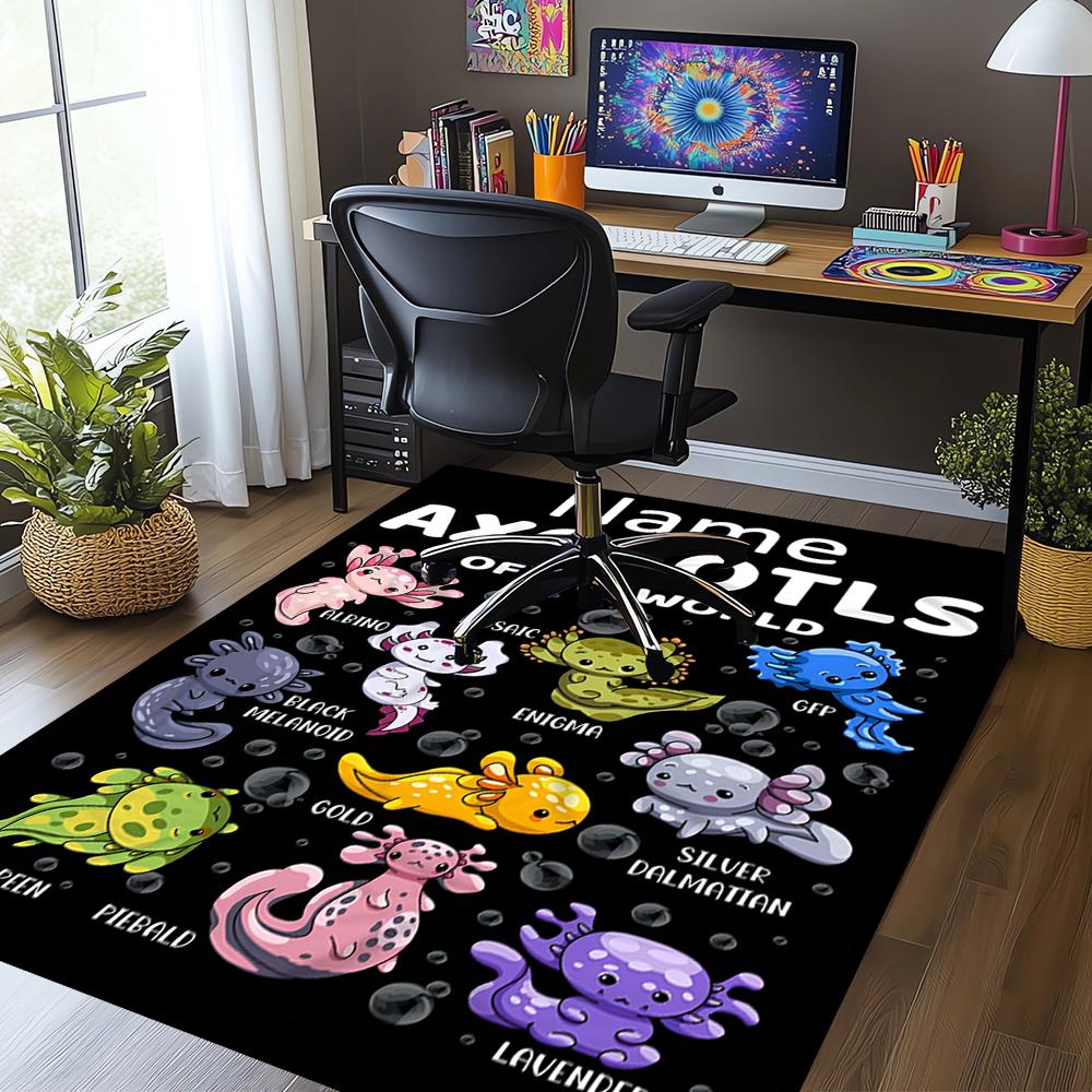 Custom Name Axolotl Printed Carpet,Rug for Office Chair Living Room Bedroom Kitchen Room Decor Gifts.