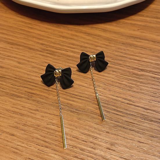 1 пара женских серег, съемные подарочные легкие стильные милые женские серьги с черным бантом, модные украшения