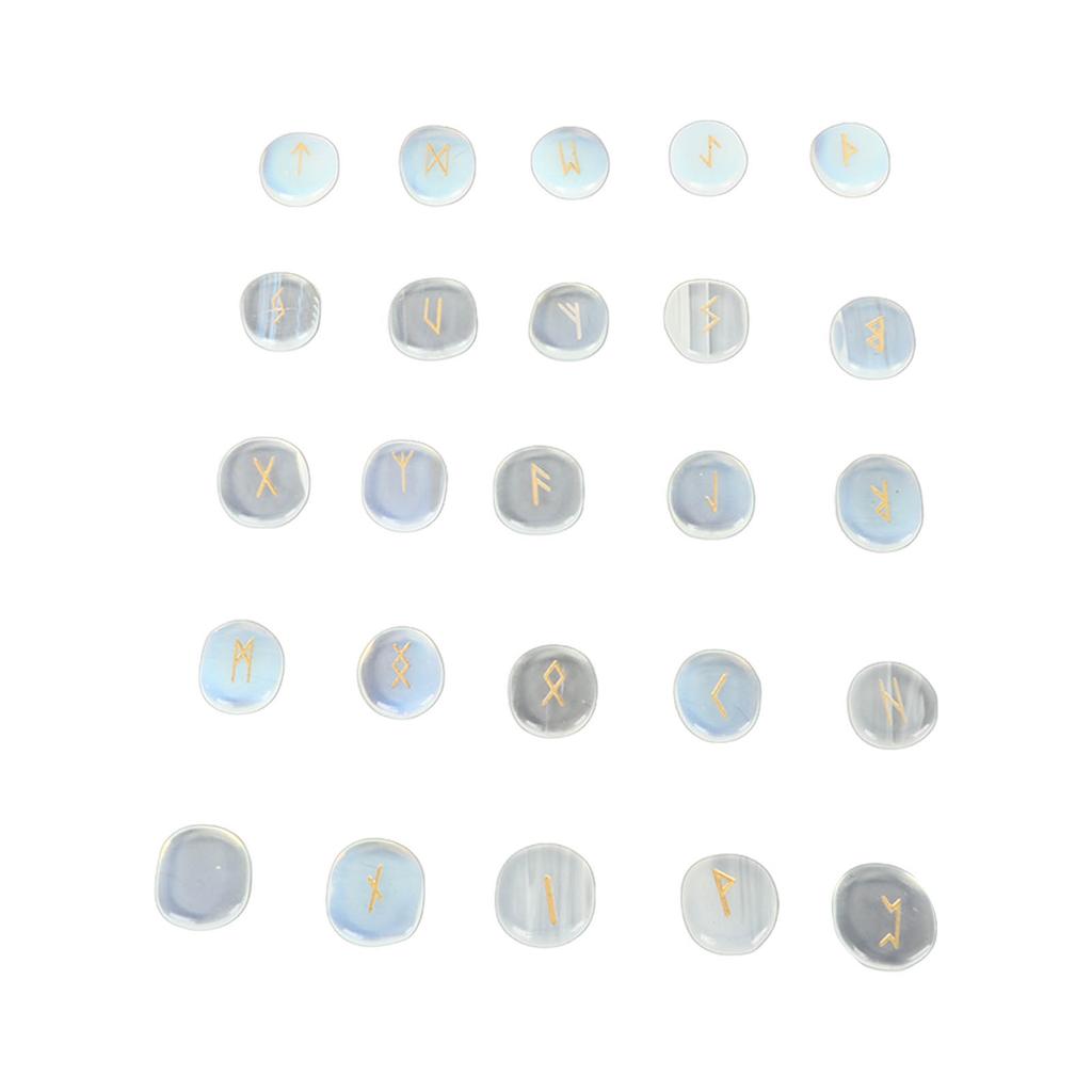 Набор из 25 натуральных рунических камней, изысканные руны, резьба, медитация, набор камней для молитвы, гадания