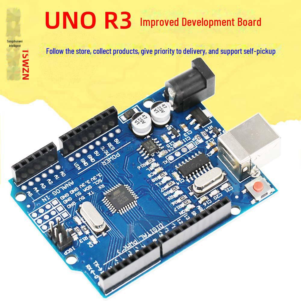 Улучшенный UNO R3 (CH340G) с кабелем передачи данных и штыревым разъемом