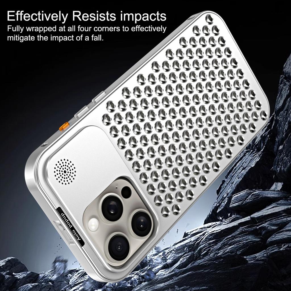 Elastic Buckle Aluminum Alloy Aromatherapy Cover iPhone 16 15 14 Pro Max Case Case For Iphone 12 13 Pro Iphone Case Hollow Heat Dissipation Anti-fall