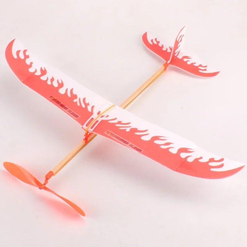 1 Set Elastic Rubber Band Powered Flying Airplane Plane Glider Educational Sciences DIY Assembly Toys for Children Kids
