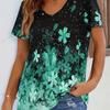 2025 New Floral 3d Print T-shirt Women Fashion V-Neck Short Sleeve Tshirt Female