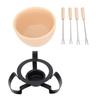 Cheese Fondue Pot and Forks Metal Stand Ceramic Hot Pot Set for Melting Cheese Ice Cream Chocolate
