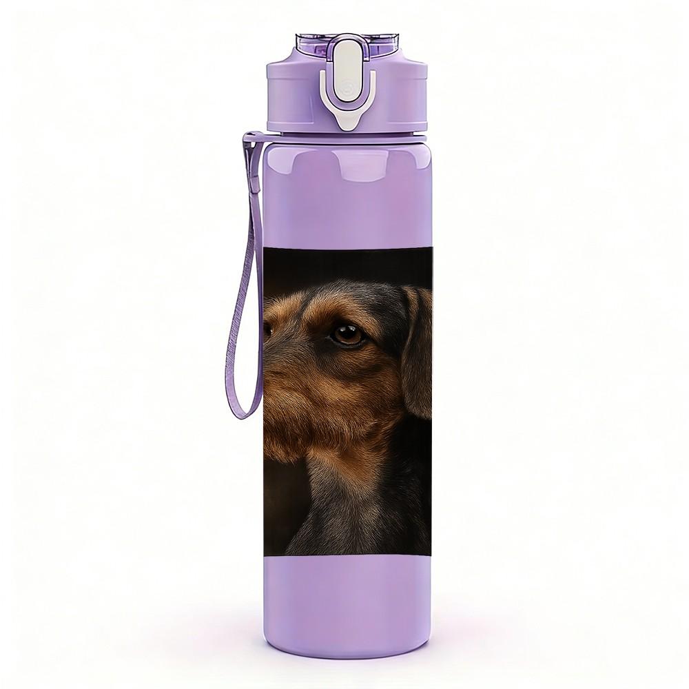 1PC Dog Lying On Dark Pillow 750ml Color Plastic Sports Water Bottle Leakproof Flip Straw Lid Suitable for Sports Office Home Use