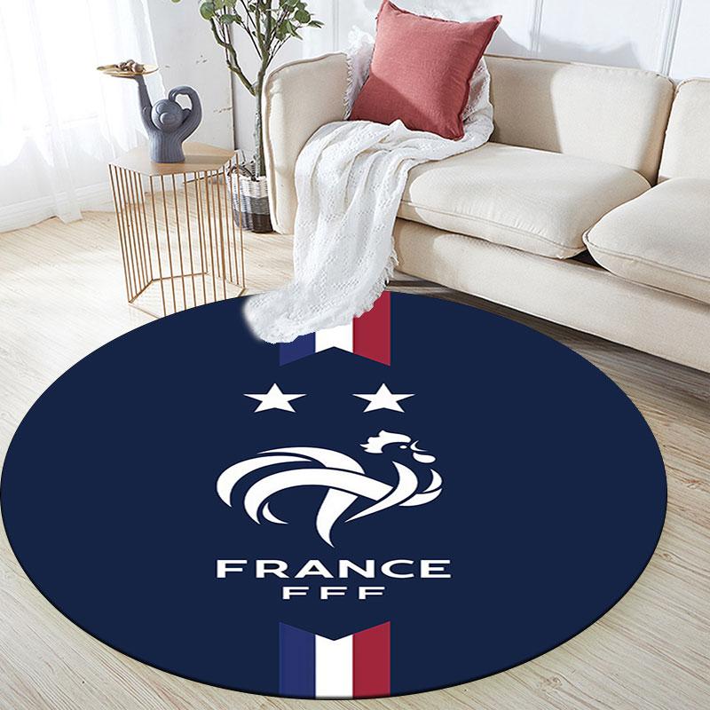 France football logo Round Rug, Non Slip Washable Circular Carpet For Living Room Bedroom Playroom, Sports Fan Decor, Holiday Birthday Gift