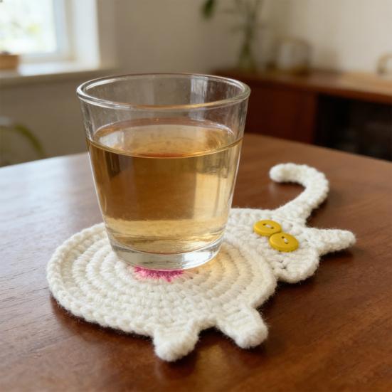 Yousheng Кот Плетёная подставка Крючком Подставка для кофе в форме кота для декора дома и офиса Защита столешницы Смешные подарки для женщин Мамы Подруг Коллег