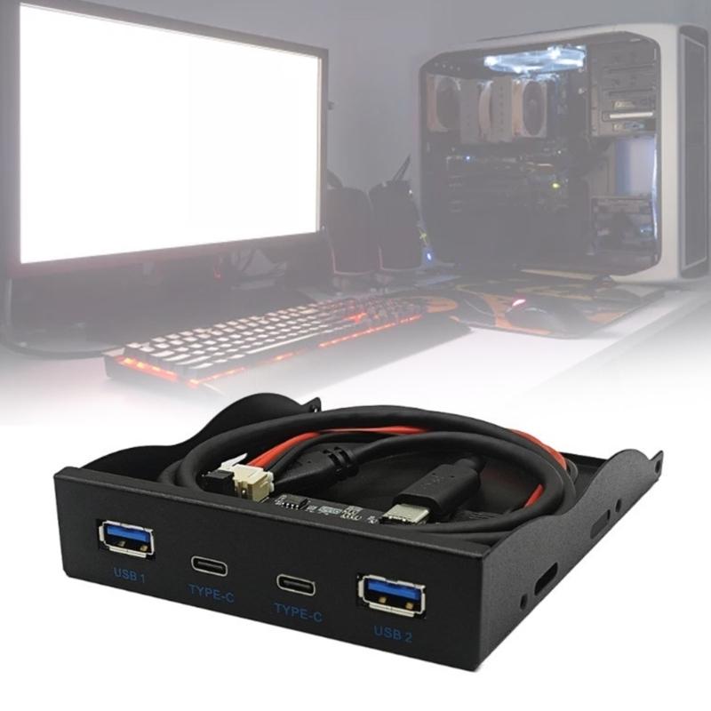 USB3.2 GEN2 Front Panel HUB 2xUSB3.2 10Gbps and 2x TypeC Adapter TypeE To Front TypeC for Desktop 3.5" Floppy Drive