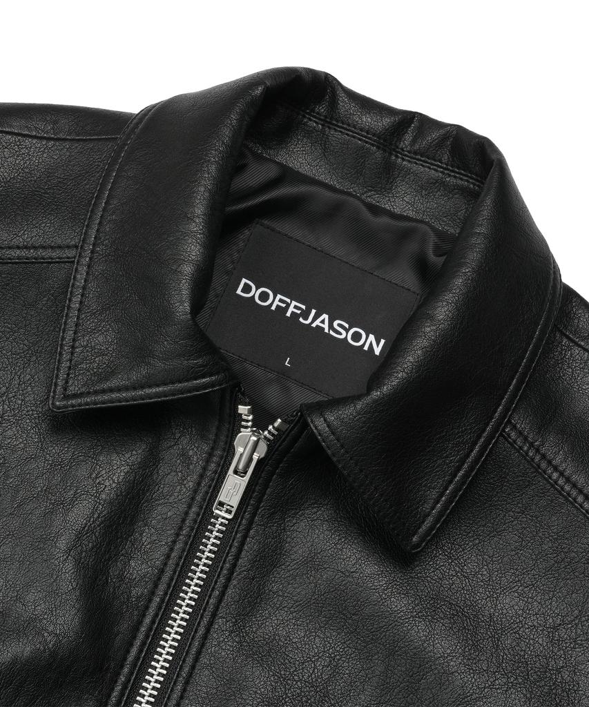 Doffjason Оверсайз Черная кожаная куртка Фантом