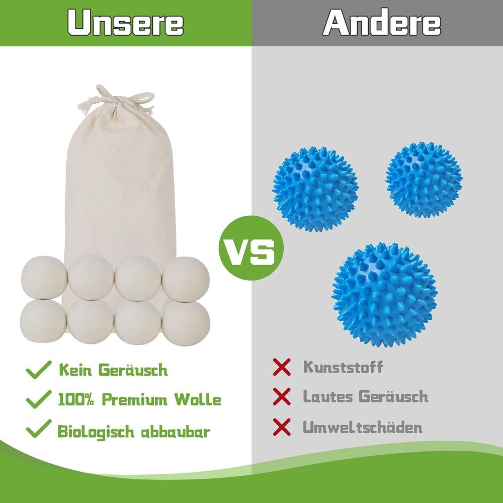 8pcs 8cm Wool Dryer Balls Natural Fabric Softener Reusable Antistatic Softener Laundry Ball Home Washing Machine Accessories